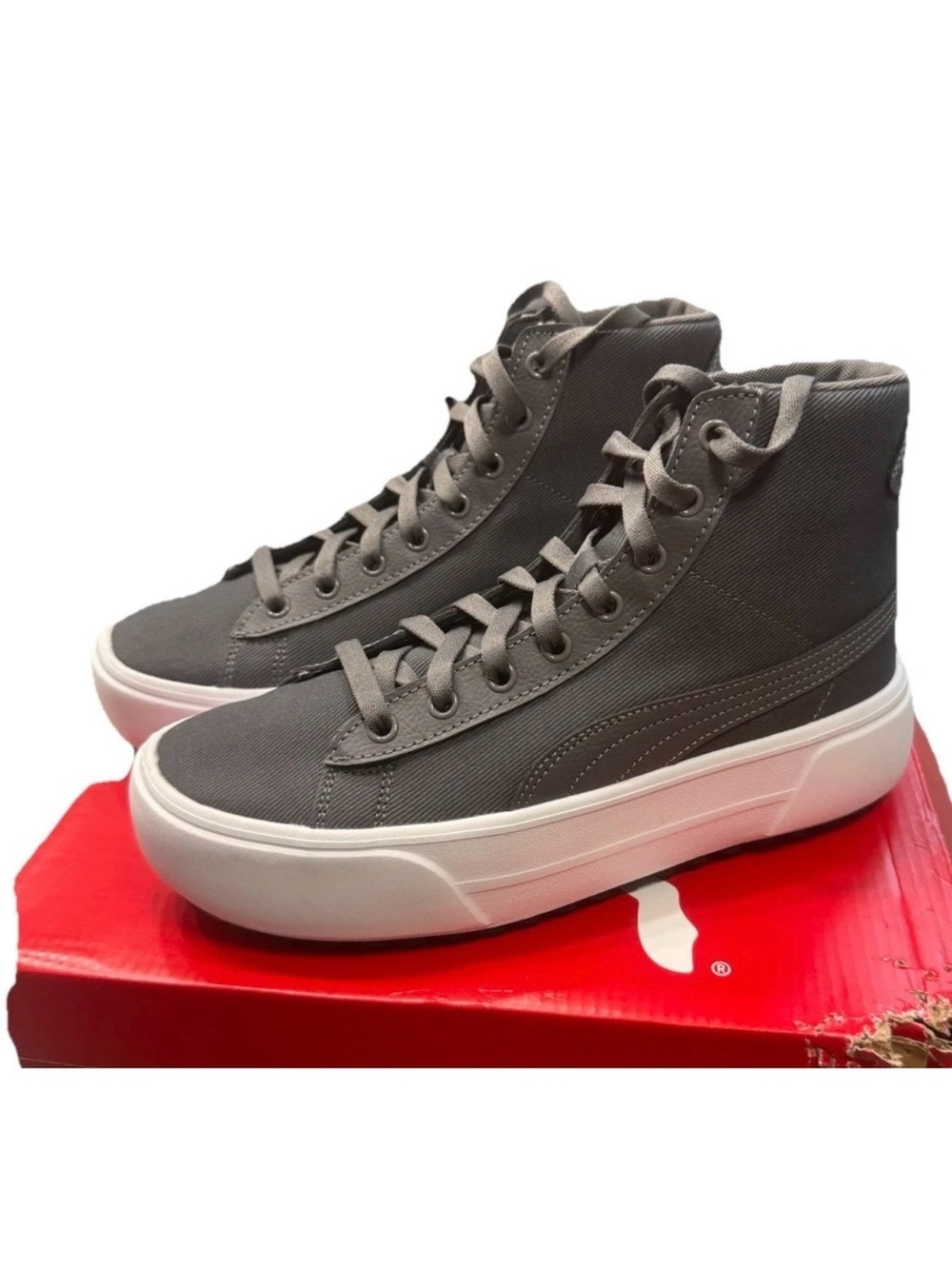 Puma Kaia Mid Women’s 8.5 High-Top Sneakers Gray White Softfoam + Comfort NEW - Picture 4 of 9
